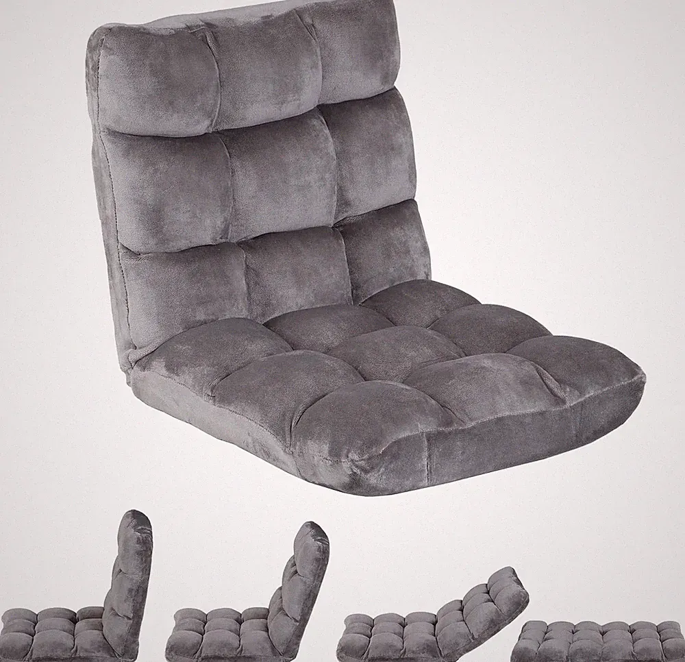 14-Position Folding Floor Chair Gaming Sofa Cushioned Padded Reclining Bed Loung