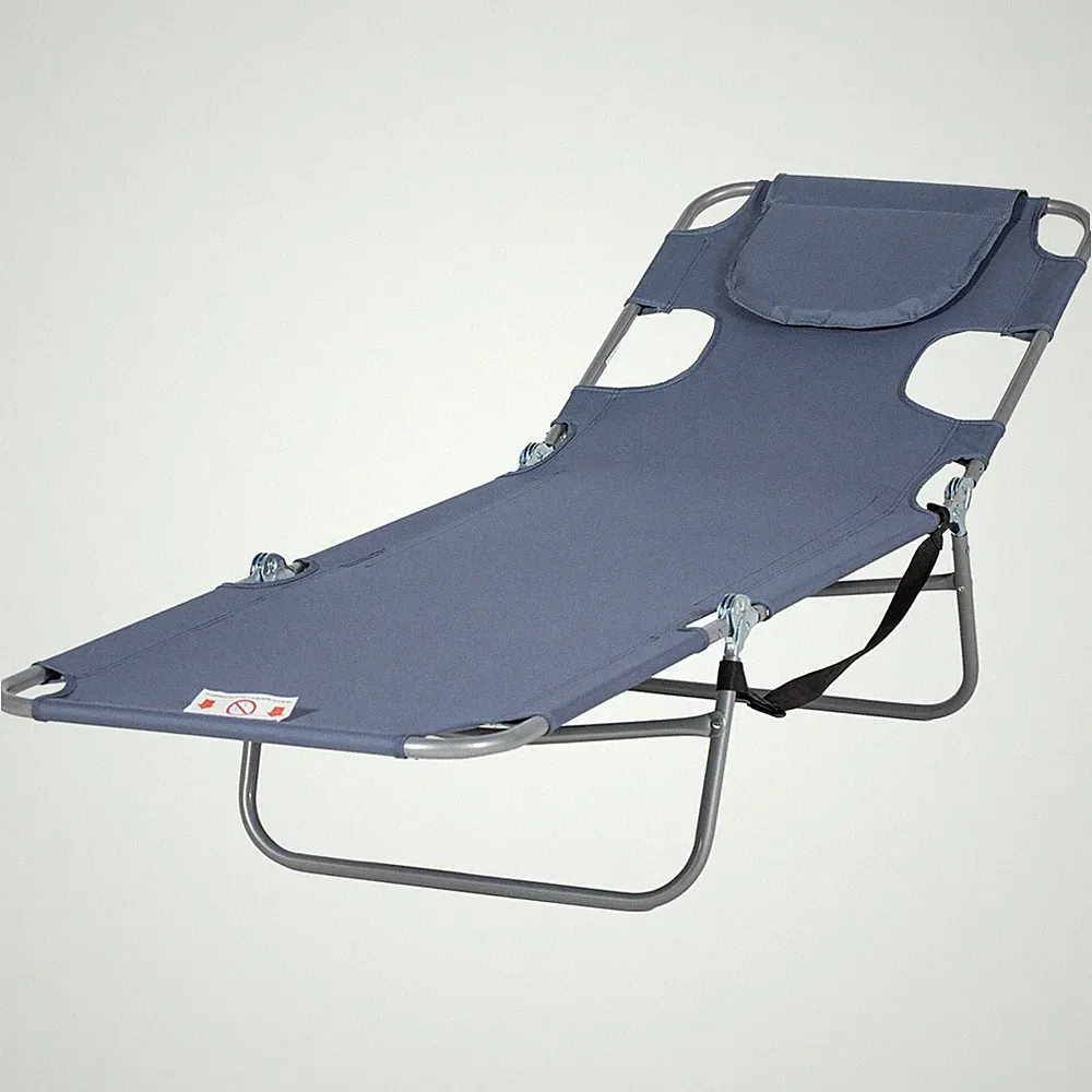 Breathable Oxford Fabric Lounger with Reclining Backrest 264lb Capacity Gray