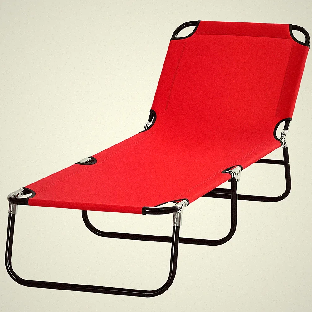 Compact Reclining Chaise Lounge with 5-Level Backrest and Transport Ease