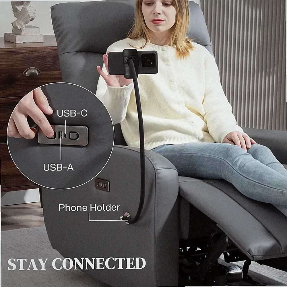 Gray, cloth, easy to clean Electric recliner chair, super comfy