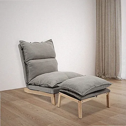 Grey Lounge Chair Single Lazy Sofa Leisure Balcony Adjustable Recliner USA