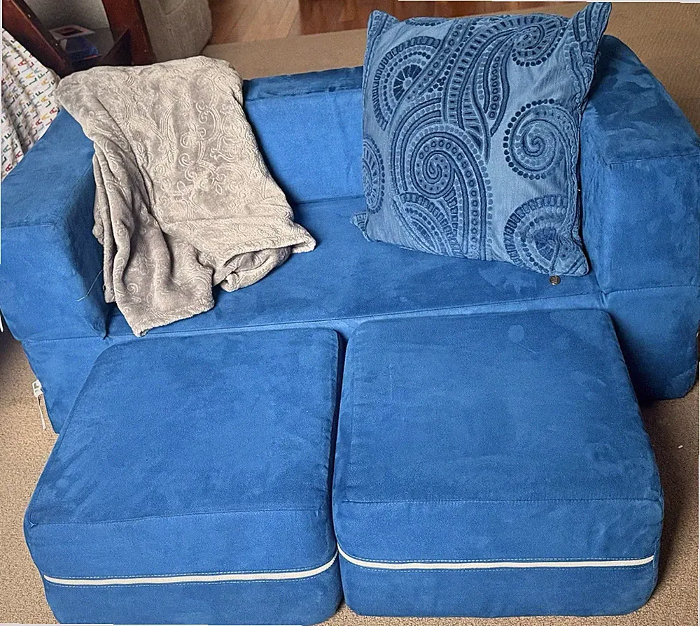 Jaxx Blue Modular Foldable Sofa for Kids Teens Convertible Couch Lounger