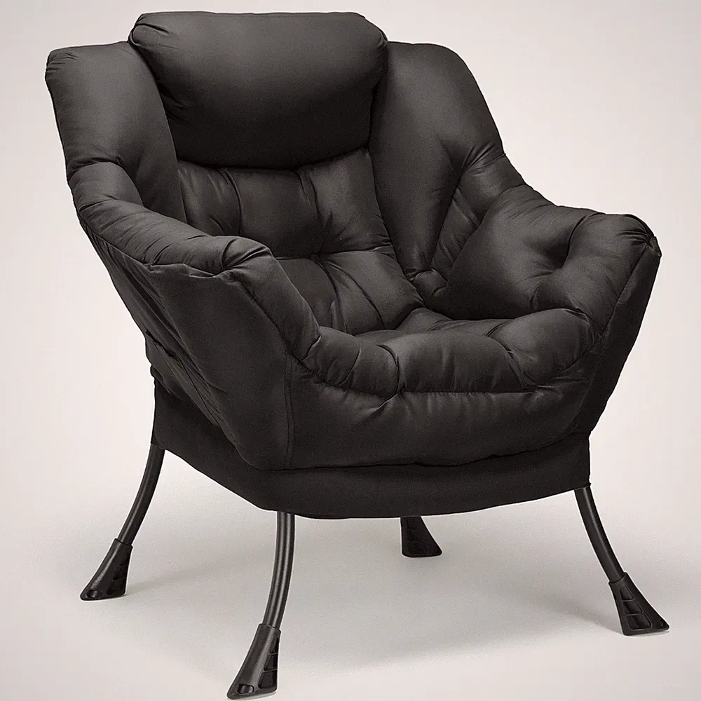 Lazy Chair, Modern Lounge Reading Chair with Side Pocket, Upholstered Armchair