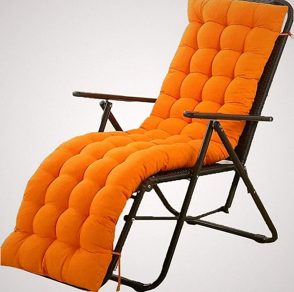 Luxury Thick Orange Sun Lounger Chair Cushion – 61x18.89in, UV Resistant