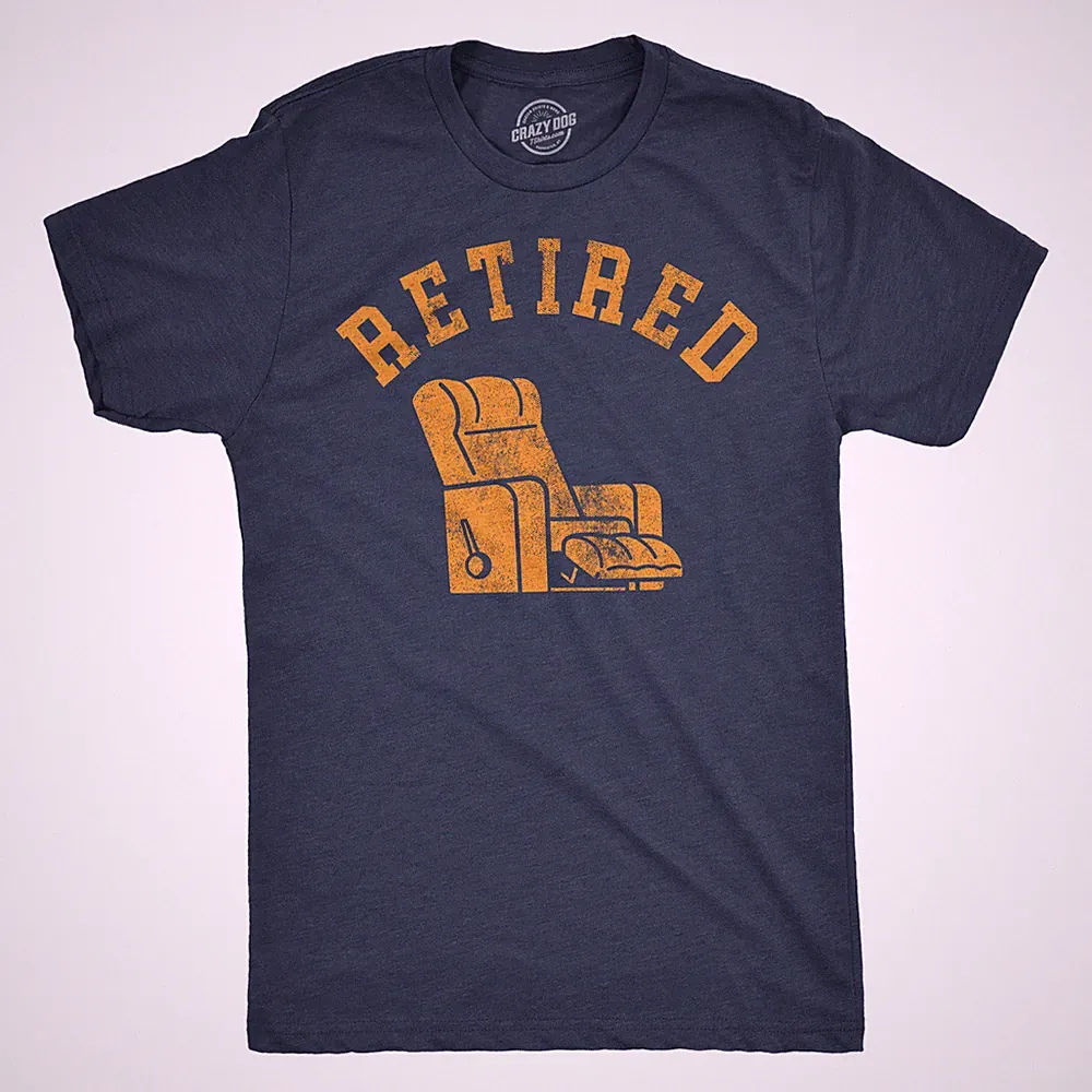 Mens Retired Recliner Funny T Shirt Sarcastic Graphic Tee for Men