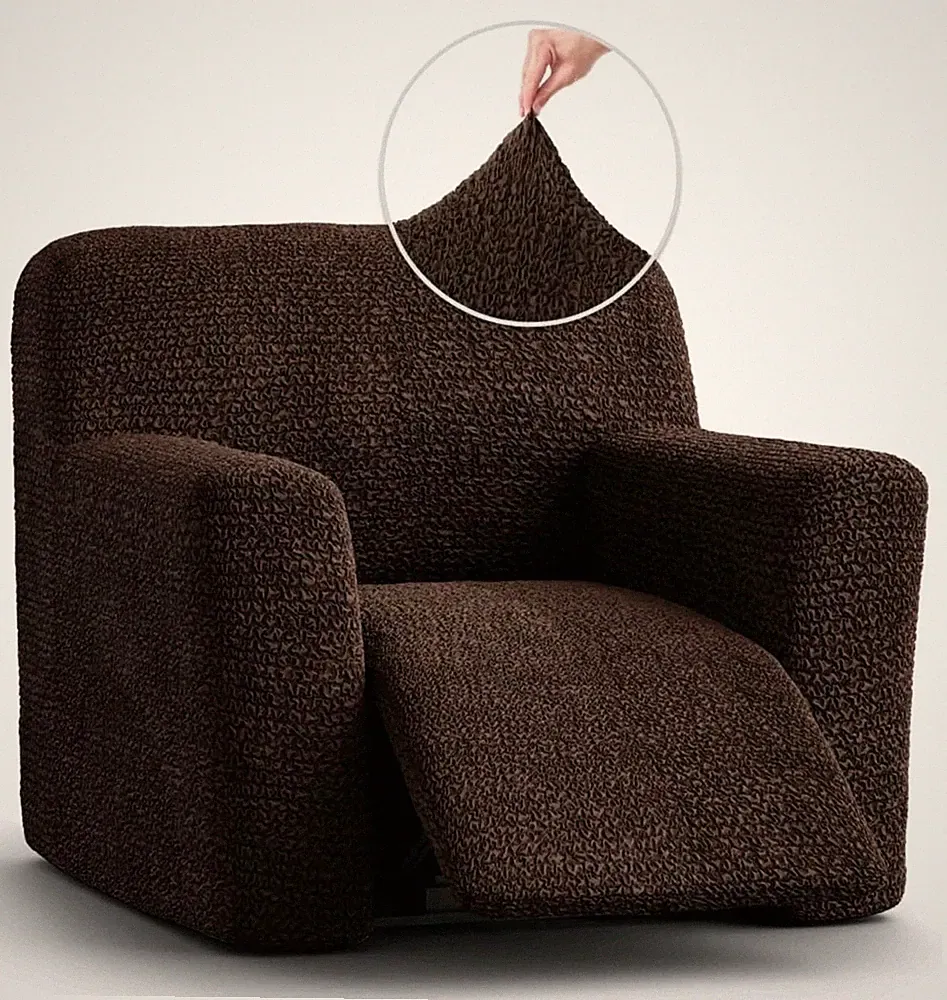 Paulato by Gaico Melodia Recliner Stretch Embossed Furniture Cover Dark Brown