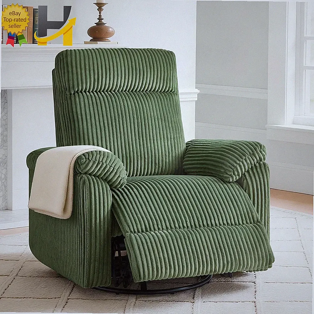 Swivel Rocker Recliner Corduroy 360 Degree Swivel Glider Recliner Manual 3-Posit
