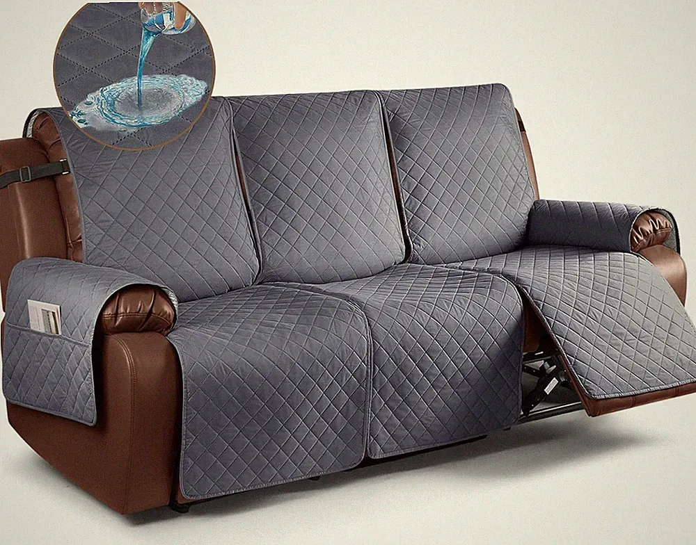 Waterproof Non-Slip Recliner Sofa Cover for Pets & Kids - Dark Gray